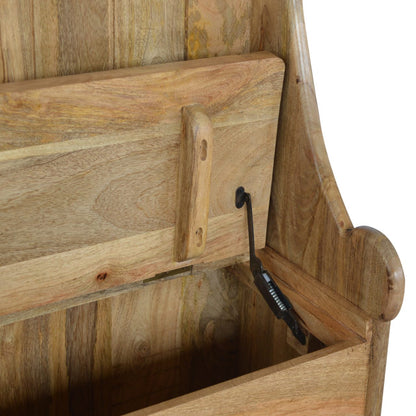 Rustic Wooden Storage Bench with Backrest