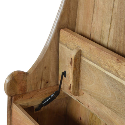 Rustic Wooden Storage Bench with Backrest